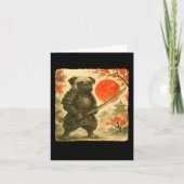 Pug Samurai Japanese Warrior Costume Sumi-e Art Fu カード (正面)