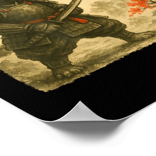 Pug Samurai Japanese Warrior Costume Sumi-e Art Fu ポスター (角)