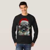 Pug Santa Christmas Tree Lights Xmas Boys Pugmas D Tシャツ (正面フル)
