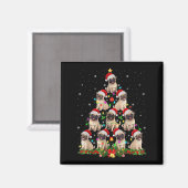 Pug Santa Hat Christmas Tree Lights Xmas Pugmas Do マグネット (正面/裏面)
