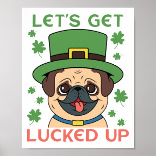 Pug Shamrock St. Patrick's Dayを明るみに出よう ポスター