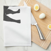 Pug silhouette – 背景色を選択 キッチンタオル (四つ折り)