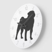 Pug silhouette – 背景色を選択 ラージ壁時計 (傾斜)