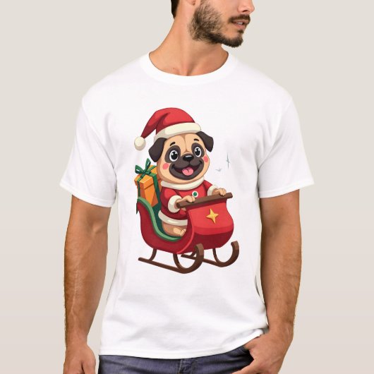 Pug Sleigh Ride Tシャツ (正面)