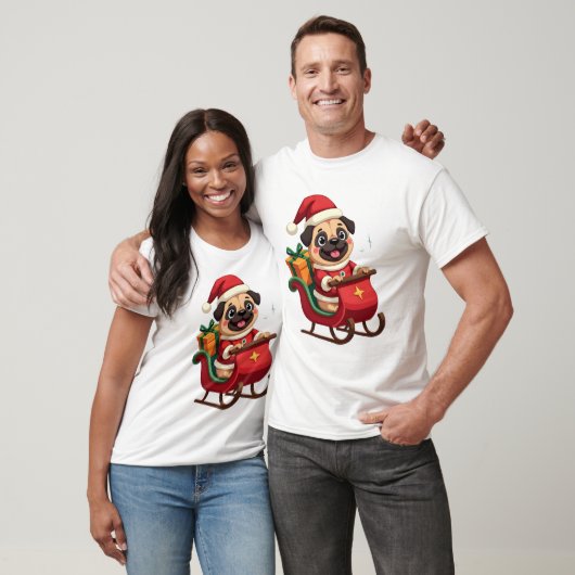 Pug Sleigh Ride Tシャツ (ユニセックス)
