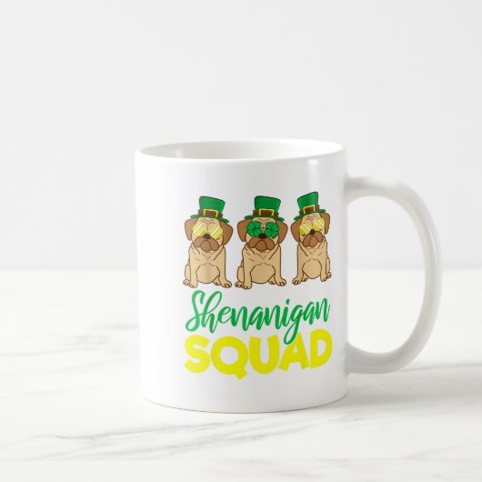 Pug Squad Funny Lucky St Patricks Day 2020 Team Gr コーヒーマグカップ (右)