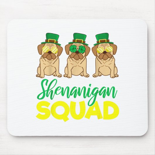 Pug Squad Funny Lucky St Patricks Day 2020 Team Gr マウスパッド (正面)