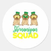 Pug Squad Funny Lucky St Patricks Day 2020 Team Gr ラウンドシール (正面)