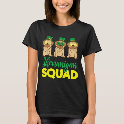 Pug Squad Funny Lucky St Patricks Day 2020 Team Gr Tシャツ (正面)