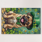 Pug St Patrick’s Day Funny Lucky Dog ジグソーパズル (横)