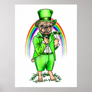 Pug St Patrick's Dayポスター ポスター