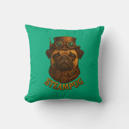 Pug Steampunk Cushion Vintage retro dog art  クッション
