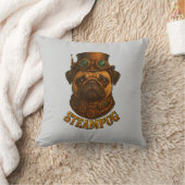 Pug Steampunk Cushion Vintage retro dog art  クッション (ブランケット)
