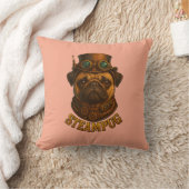 Pug Steampunk Cushion Vintage retro dog art  クッション (ブランケット)