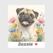 Pug Sticker – Watercolor シール (シート)