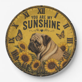 Pug Sunflower You Are My Sunshine Dog Lover Rustic ペーパープレート