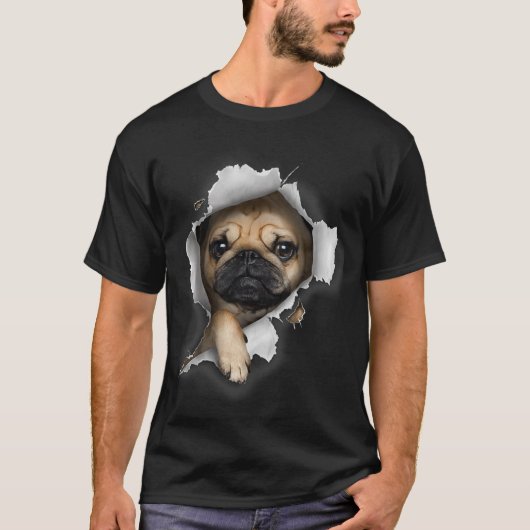 Pug Tshirt, Pug T , Cute Pug Puppy , Pug Pullover Tシャツ (正面)