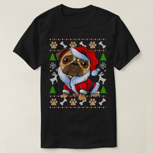 Pug Ugly Christmas Sweater Santa Claus Pug Xmas Gi Tシャツ (デザイン正面)