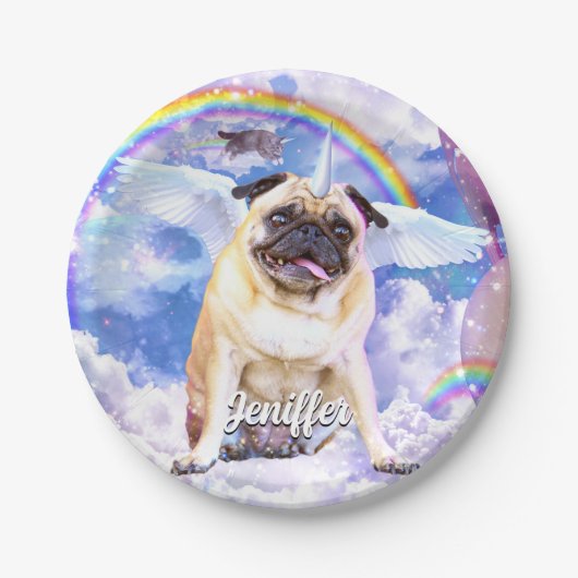 Pug unicorn – かわいいPugicorn ペーパープレート (正面)