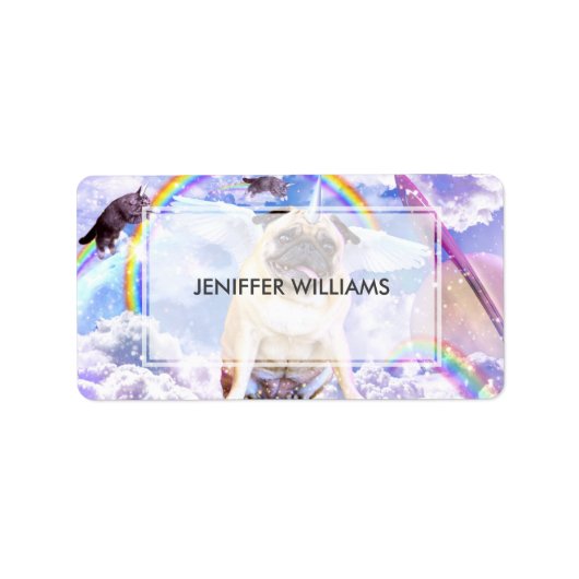 Pug unicorn – かわいいPugicorn ラベル (正面)