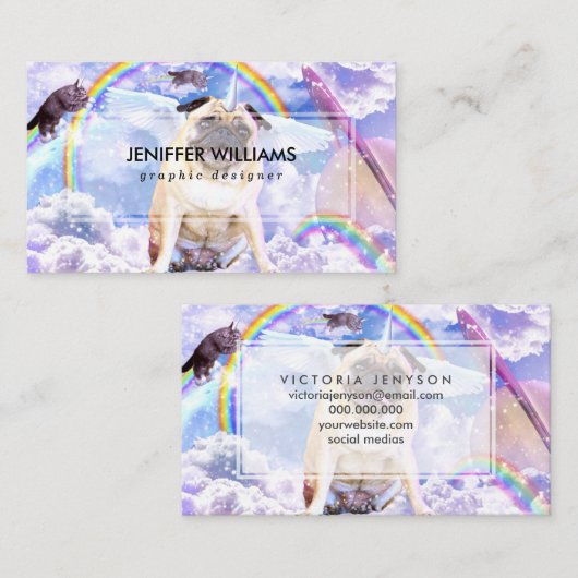 Pug unicorn – かわいいPugicorn 名刺 (正面/裏面)