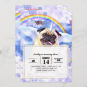 Pug unicorn – かわいいPugicorn 招待状 (正面/裏面)