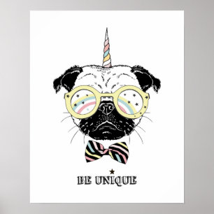 Pug Unicorn   Be Unique ポスター