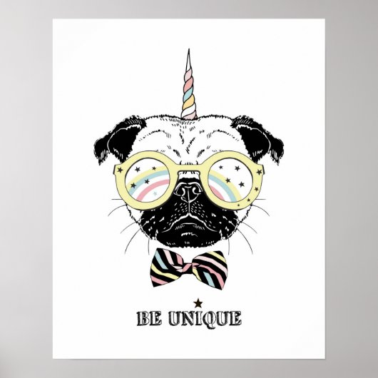 Pug Unicorn | Be Unique ポスター (正面)