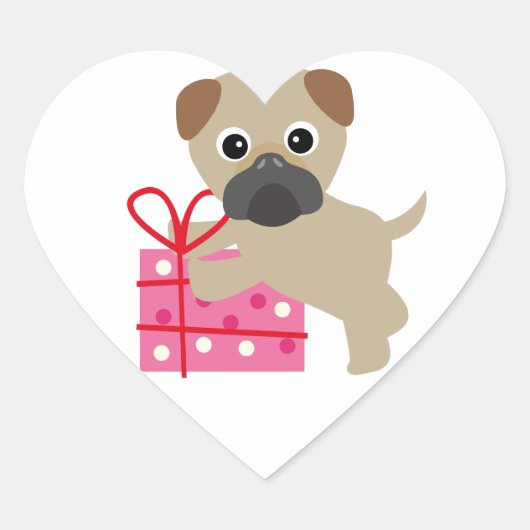 Pug Valentine Presentスタンプ ハートシール (正面)