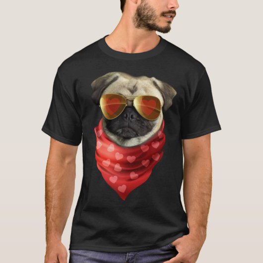 Pug  Valentines Day Heart Cute Valentine  Dog Tシャツ (正面)