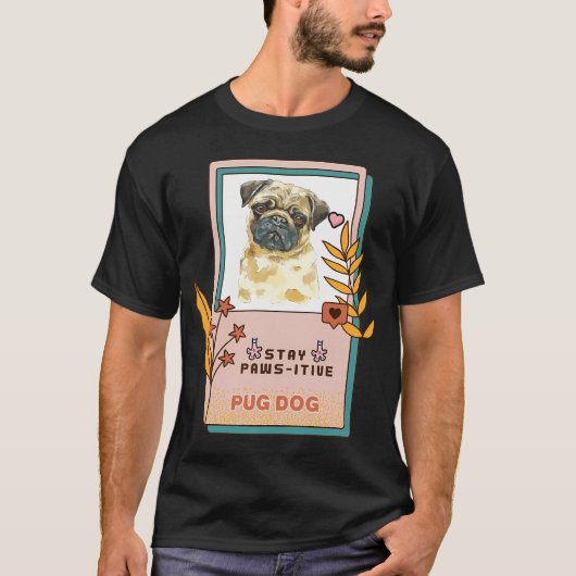 Pug Watercolor Drawing Dog Breed Tシャツ (正面)