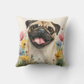 Pug Watercolor Pillow クッション (裏面)