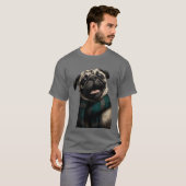 Pug wearing a scarf tシャツ (正面フル)