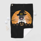 Pug Witch Hat Jack-o-Lantern Dogs Halloween T-Shir ゴルフタオル (インサイチュ)