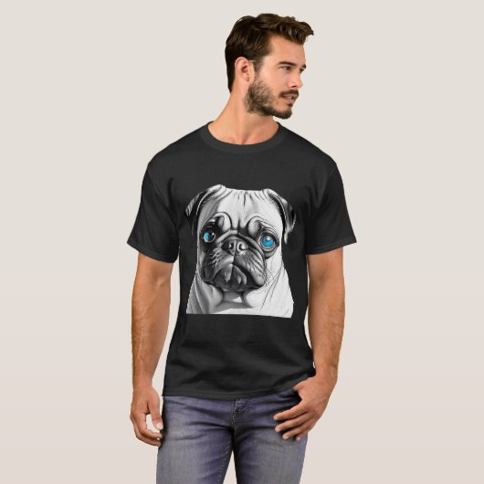 Pug With Blue Eyes Tシャツ (正面フル)