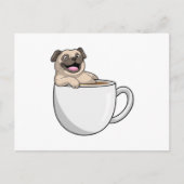 Pug with Cup of Coffee ポストカード (正面)