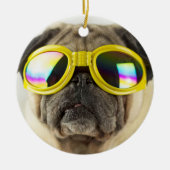 Pug with Goggles セラミックオーナメント (正面)