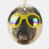 Pug with Goggles セラミックオーナメント (左)