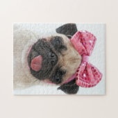 Pug with Pink Bow ジグソーパズル (横)