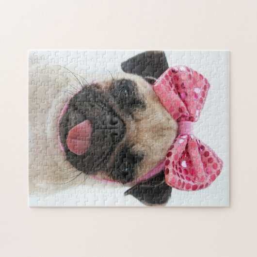 Pug with Pink Bow ジグソーパズル (横)