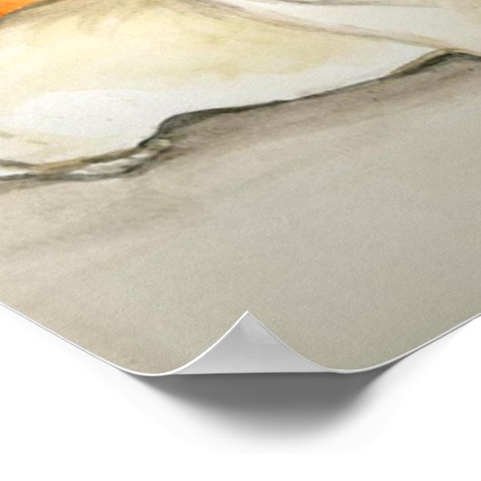 "Pug with Pumpkins" Dog Art Print ポスター (角)