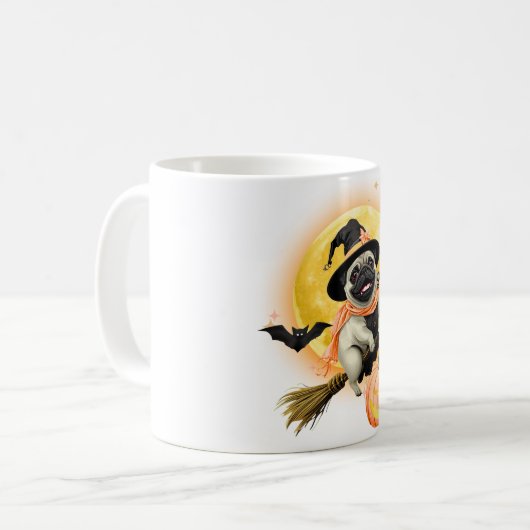 “Pug Wizard Mug – Magical & Cute Pug Coffee Cup” コーヒーマグカップ (正面左)