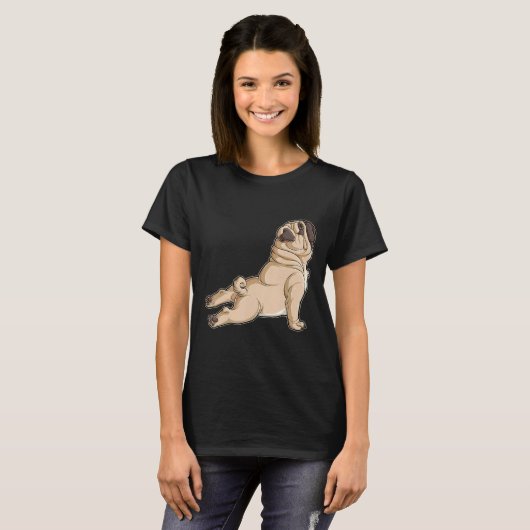 Pug Yoga男性愛犬家子犬のポおもしろいーズGif Tシャツ (正面フル)