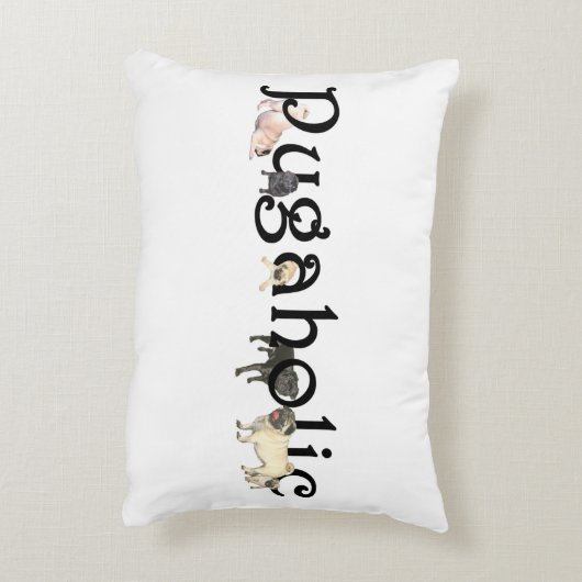 Pugaholicのアクセントの枕16" x12 " アクセントクッション (裏面(縦))