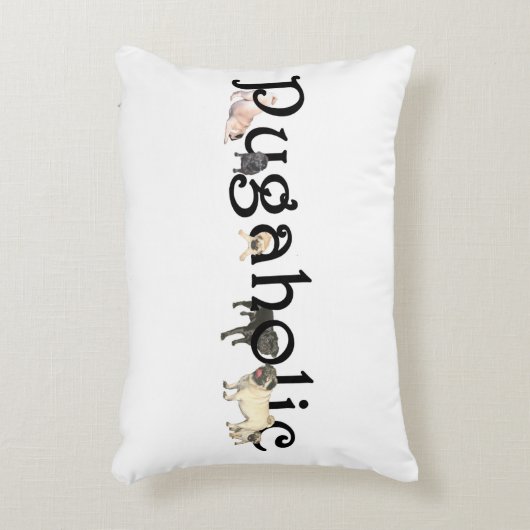 Pugaholicのアクセントの枕16" x12 " アクセントクッション (正面(垂直))