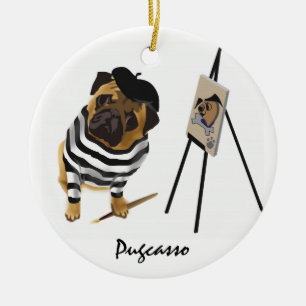 Pugcassoのオーナメント セラミックオーナメント