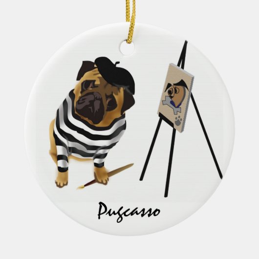 Pugcassoのオーナメント セラミックオーナメント (正面)