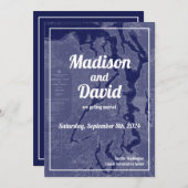 Pugetサウンドヴィンテージマップウェディング日付を保存Invi 招待状 (正面/裏面)