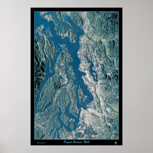 Puget Sound、ワシントン衛星ポスター ポスター (正面)