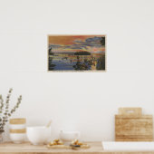 Puget Sound, WA – ヨットクラブ夕日のムーリング ポスター (キッチン)